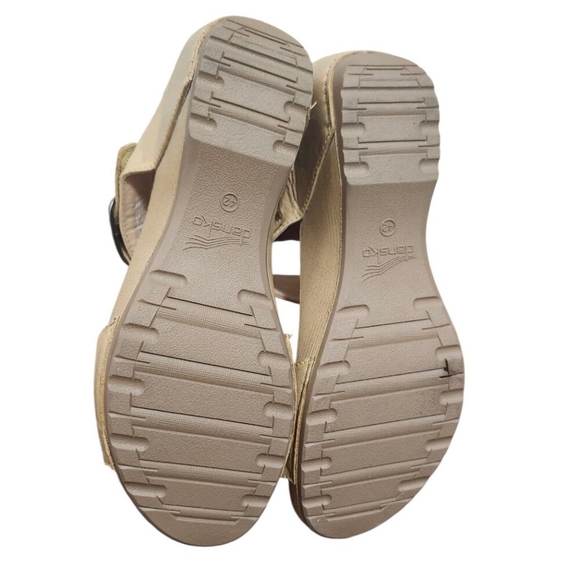 Dansko Size 42 Leather Wedge Sandals Nude Beige Comfort Slip On Adjustable Strap - Picture 12 of 14